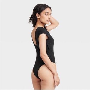 NWT JoyLab black low back short sleeve active bodysuit extra small XS